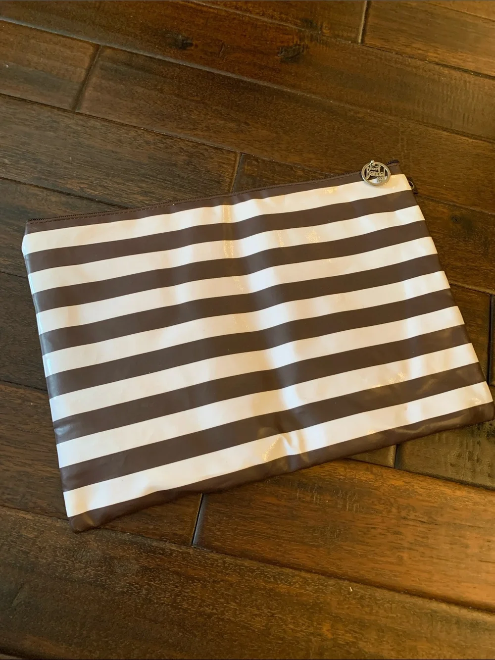 henri bendel Black & White Striped Tablet Sleeve with Hot Pink Laptop Graphic